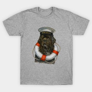 Newfoundland Dog with Life Ring and Sailor Cap T-Shirt